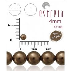 Voskované perly zn.Estrela (47188 - hnedá tmavá) 4mm, bal.31ks