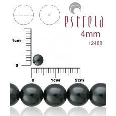 Voskované perly zn.Estrela (12488 - hematitová) 4mm, bal.31ks