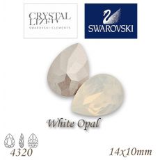 SWAROVSKI® ELEMENTS 4320 Pear Rhinestone - White Opal, 14x10, bal.1ks