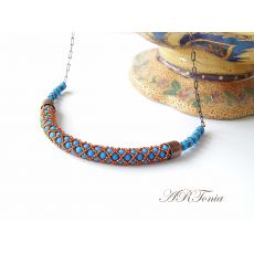 Modrý neónový perlový náhrdelník