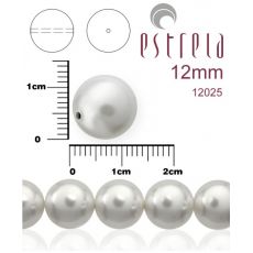 Voskované perly zn.Estrela (12025 - biela) 12mm, bal.8ks