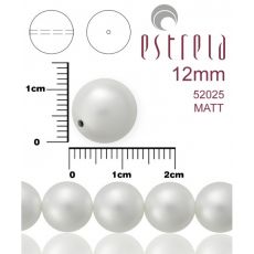 Voskované perly zn.Estrela (52025 - matná biela) 12mm, bal.8ks