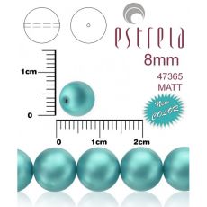 Voskované perly zn.Estrela (47365 - matná tyrkysová) 8mm, bal.15ks