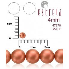 Voskované perly zn.Estrela (47878 - matná červená medená) 4mm, bal.31ks